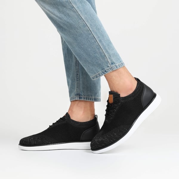 [KnitFlex Breeze+] Men's Breathable Mesh Oxford Sneakers - BLACK GREY - 7